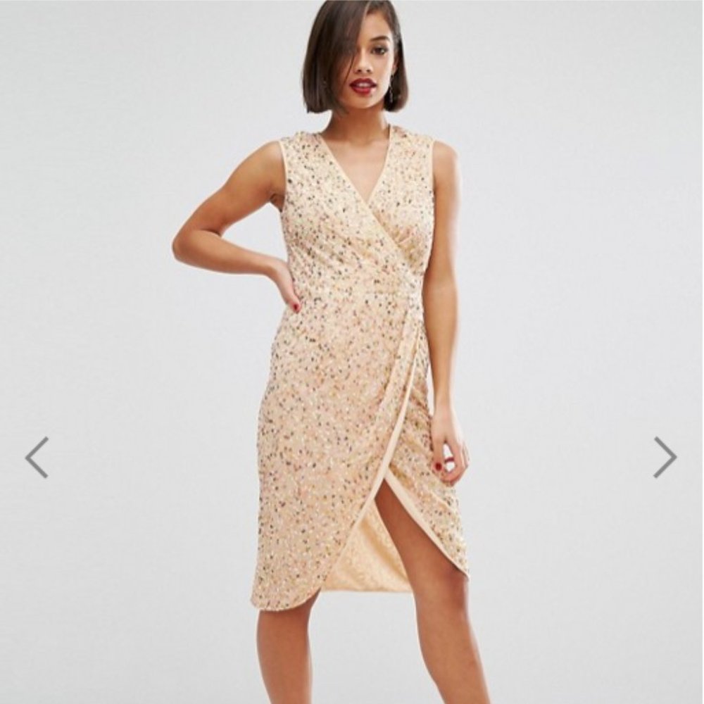 ASOS Petite Twist Front Mesh Midi Dress size US 0